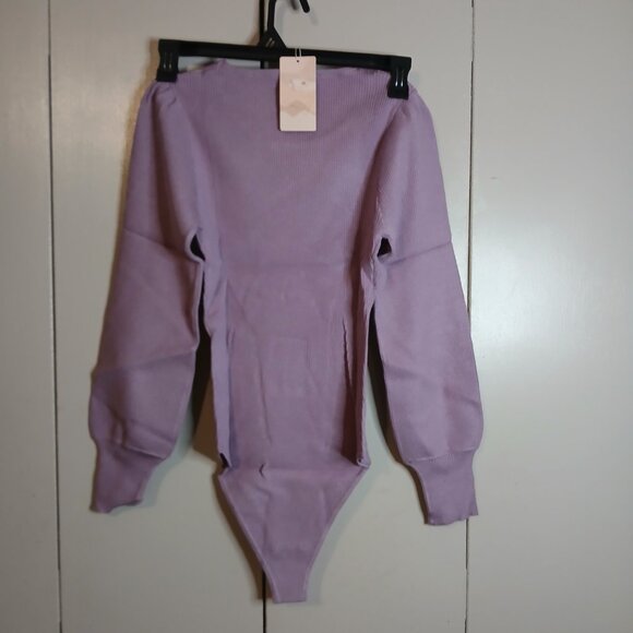 NWT Creation Concept Women's Large Purple Ribbed Body Suit - Picture 2 of 9